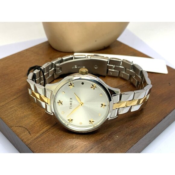 Timex Women\'s Watch TW2V23500 Quartz Silver Dial Two Tone Stainless Steel 36mm